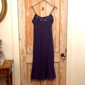 Rebecca Taylor Size 8 Embellished Silk Midi Dress